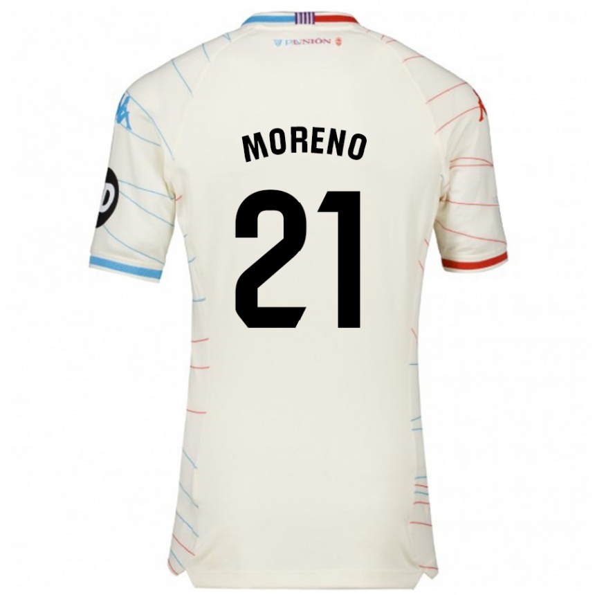 Kids Football Xavi Moreno #21 White Red Blue Away Jersey 2024/25 T-Shirt Uk