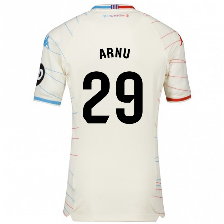 Kids Football Adrián Arnu #29 White Red Blue Away Jersey 2024/25 T-Shirt Uk