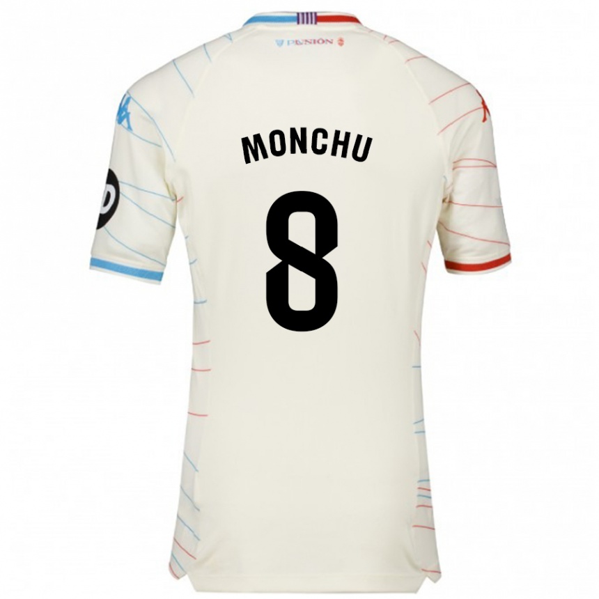 Kids Football Monchu #8 White Red Blue Away Jersey 2024/25 T-Shirt Uk