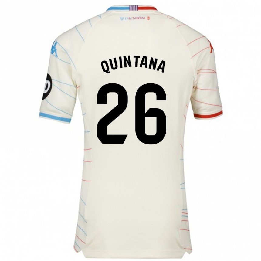 Kids Football Alberto Quintana #26 White Red Blue Away Jersey 2024/25 T-Shirt Uk