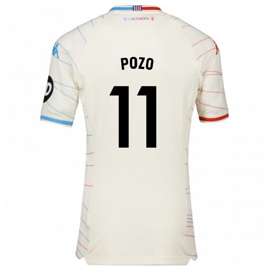 Kids Football Manuel Pozo #11 White Red Blue Away Jersey 2024/25 T-Shirt Uk