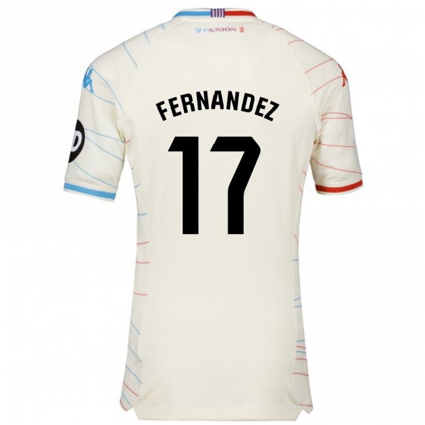 Kids Football Dani Fernández #17 White Red Blue Away Jersey 2024/25 T-Shirt Uk