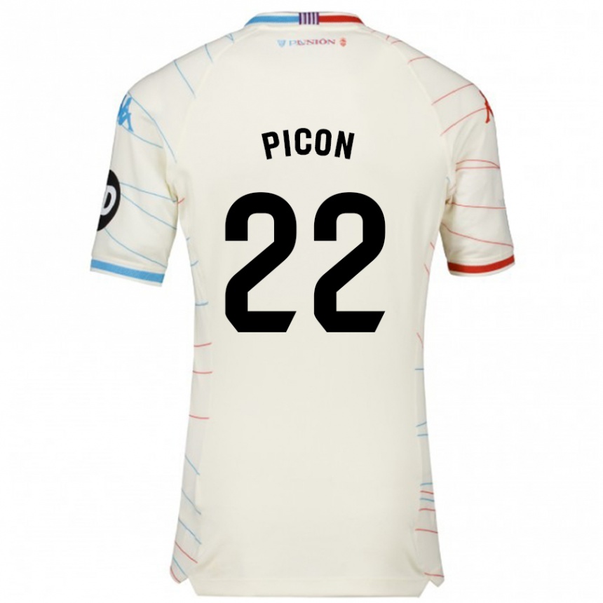 Kids Football Pablo Picón #22 White Red Blue Away Jersey 2024/25 T-Shirt Uk