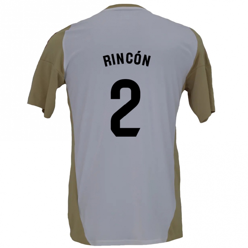 Kids Football Hugo Rincón #2 Brown White Away Jersey 2024/25 T-Shirt Uk