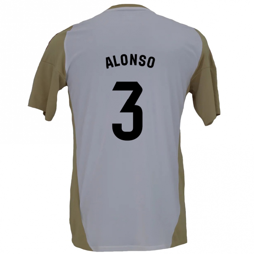 Kids Football Julio Alonso #3 Brown White Away Jersey 2024/25 T-Shirt Uk