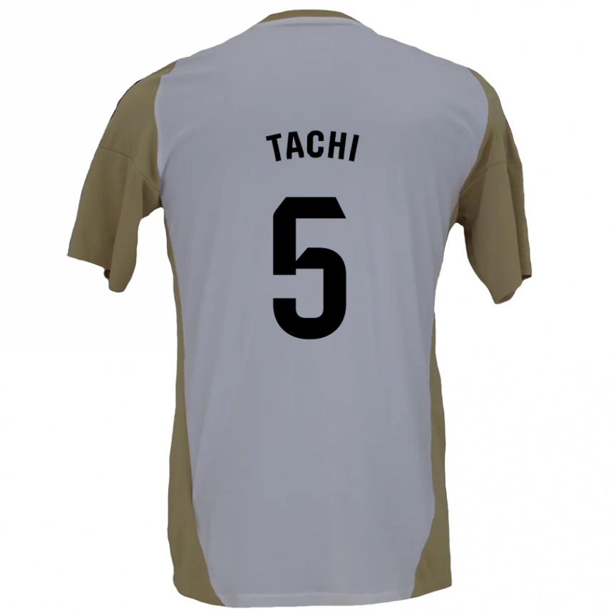 Kids Football Tachi #5 Brown White Away Jersey 2024/25 T-Shirt Uk