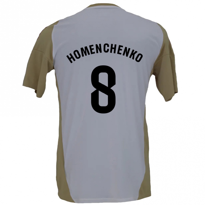 Kids Football Santiago Homenchenko #8 Brown White Away Jersey 2024/25 T-Shirt Uk