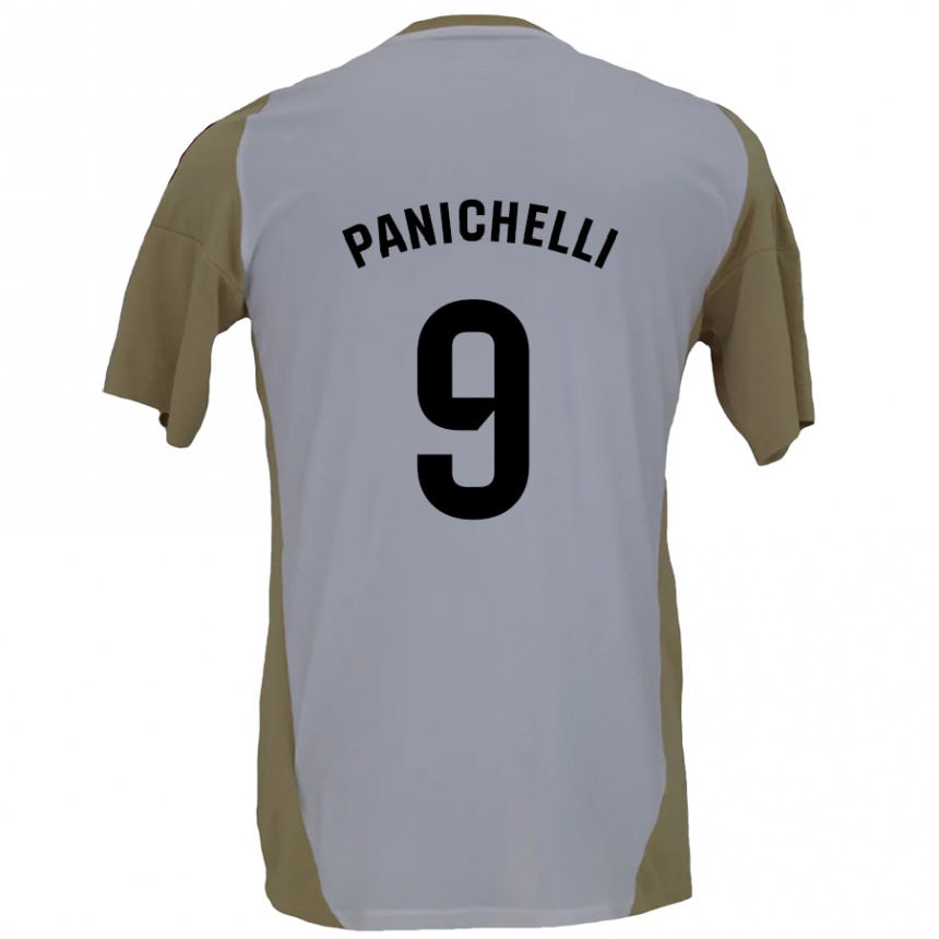 Kids Football Joaquín Panichelli #9 Brown White Away Jersey 2024/25 T-Shirt Uk