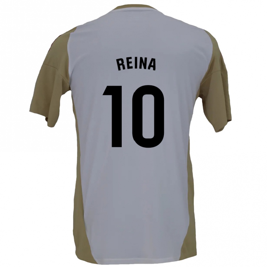 Kids Football Alberto Reina #10 Brown White Away Jersey 2024/25 T-Shirt Uk