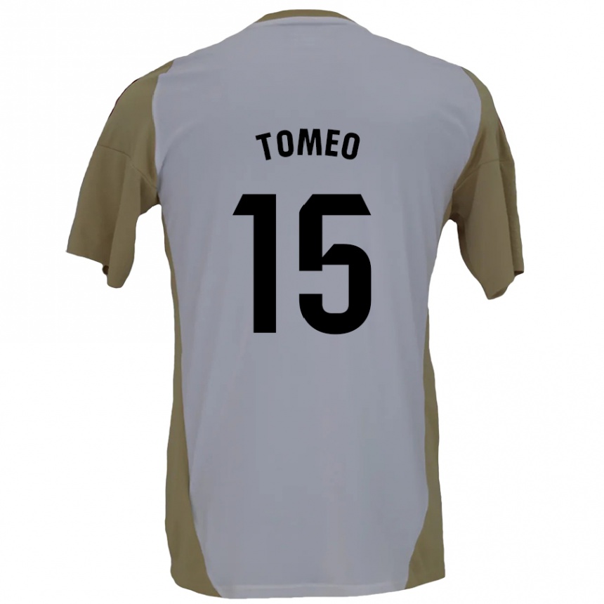 Kids Football Pablo Tomeo #15 Brown White Away Jersey 2024/25 T-Shirt Uk