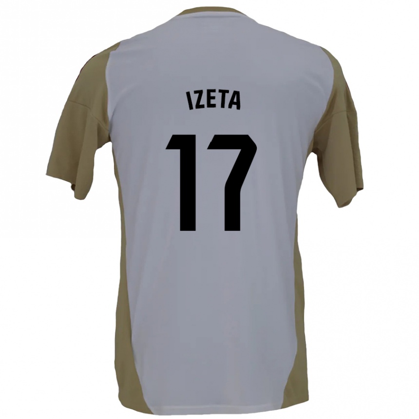 Kids Football Urko Izeta #17 Brown White Away Jersey 2024/25 T-Shirt Uk