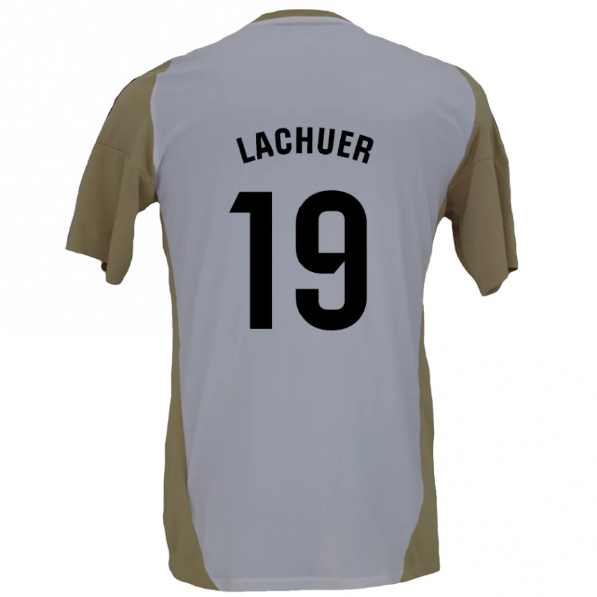 Kids Football Mathis Lachuer #19 Brown White Away Jersey 2024/25 T-Shirt Uk