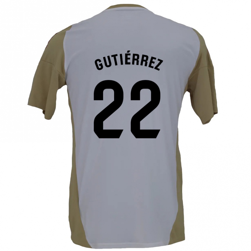 Kids Football Juan Gutiérrez #22 Brown White Away Jersey 2024/25 T-Shirt Uk