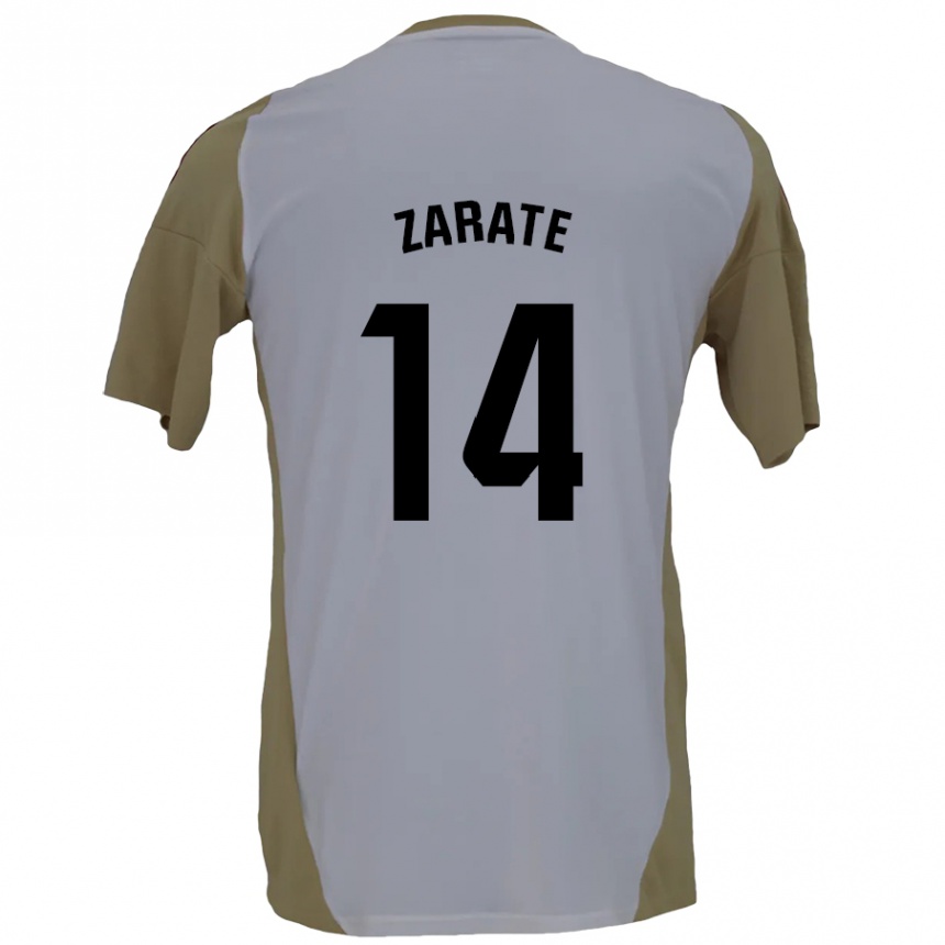 Kids Football Hugo Zárate #14 Brown White Away Jersey 2024/25 T-Shirt Uk