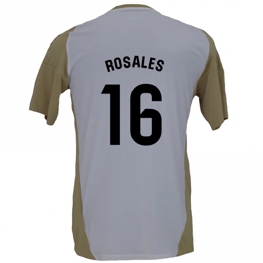 Kids Football Diego Rosales #16 Brown White Away Jersey 2024/25 T-Shirt Uk