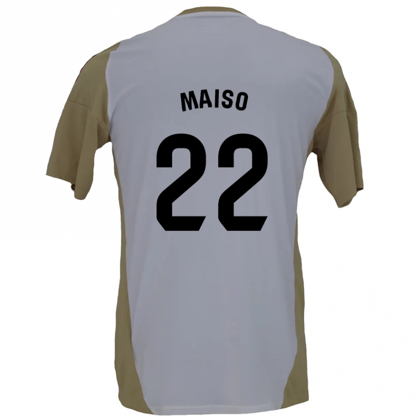 Kids Football Álvaro Maiso #22 Brown White Away Jersey 2024/25 T-Shirt Uk