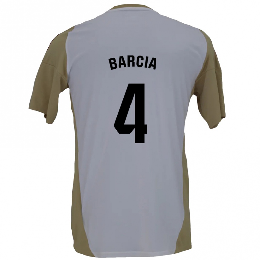 Kids Football Sergio Barcia #4 Brown White Away Jersey 2024/25 T-Shirt Uk