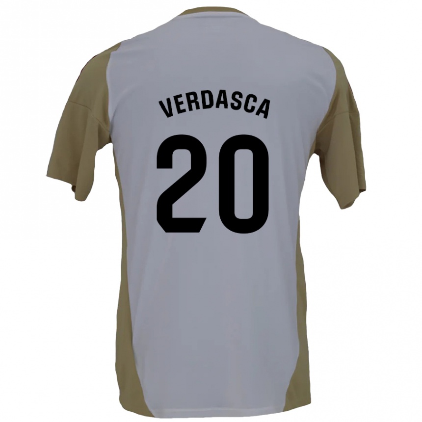 Kids Football Diogo Verdasca #20 Brown White Away Jersey 2024/25 T-Shirt Uk