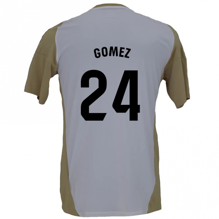 Kids Football Jonathan Gómez #24 Brown White Away Jersey 2024/25 T-Shirt Uk