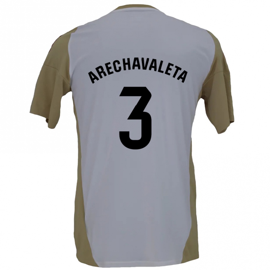 Kids Football Jorge Arechavaleta #3 Brown White Away Jersey 2024/25 T-Shirt Uk