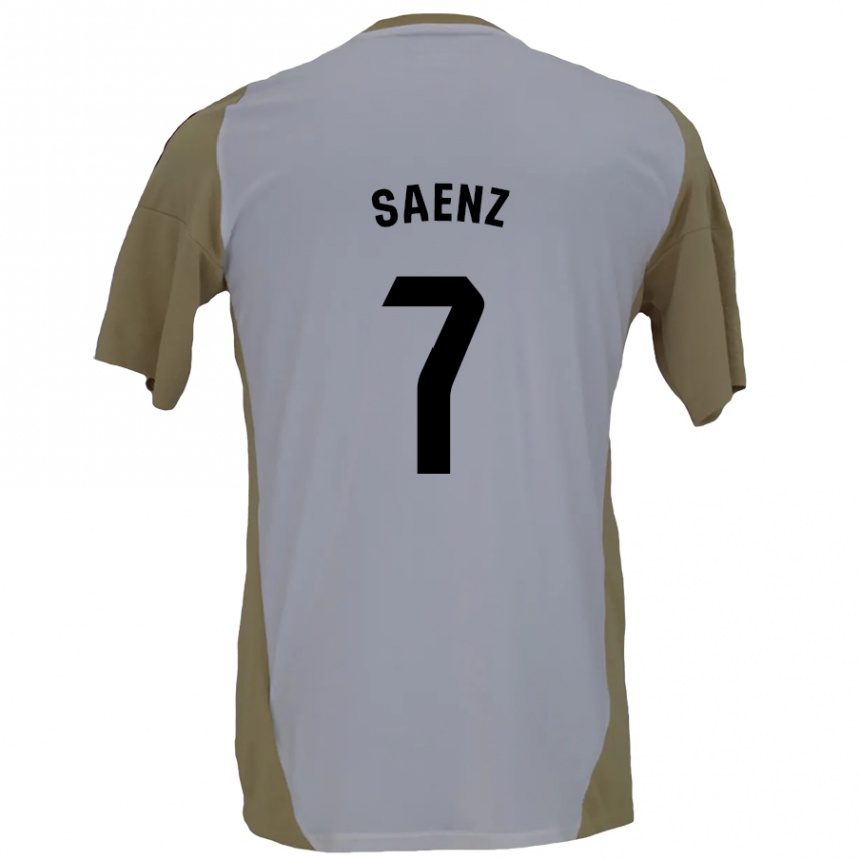 Kids Football Raúl Sáenz #7 Brown White Away Jersey 2024/25 T-Shirt Uk