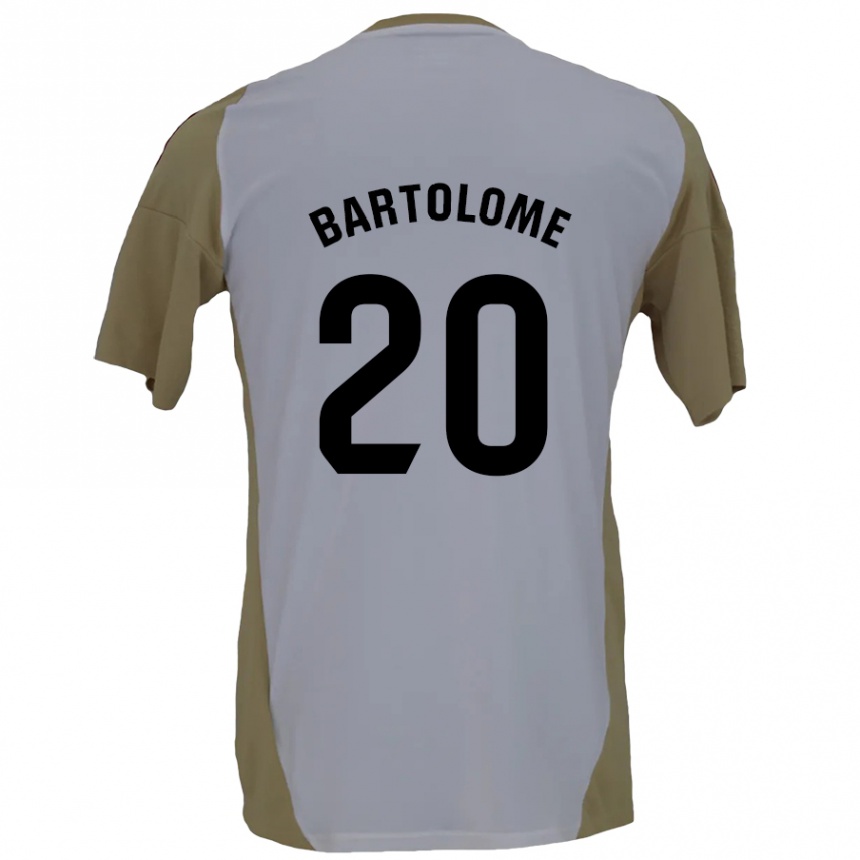 Kids Football Diego Bartolomé #20 Brown White Away Jersey 2024/25 T-Shirt Uk