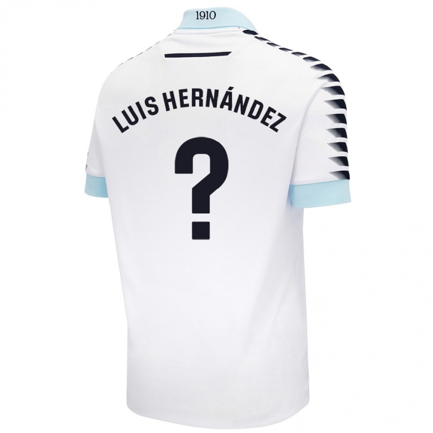 Kids Football Luis Hernández #0 White Blue Away Jersey 2024/25 T-Shirt Uk