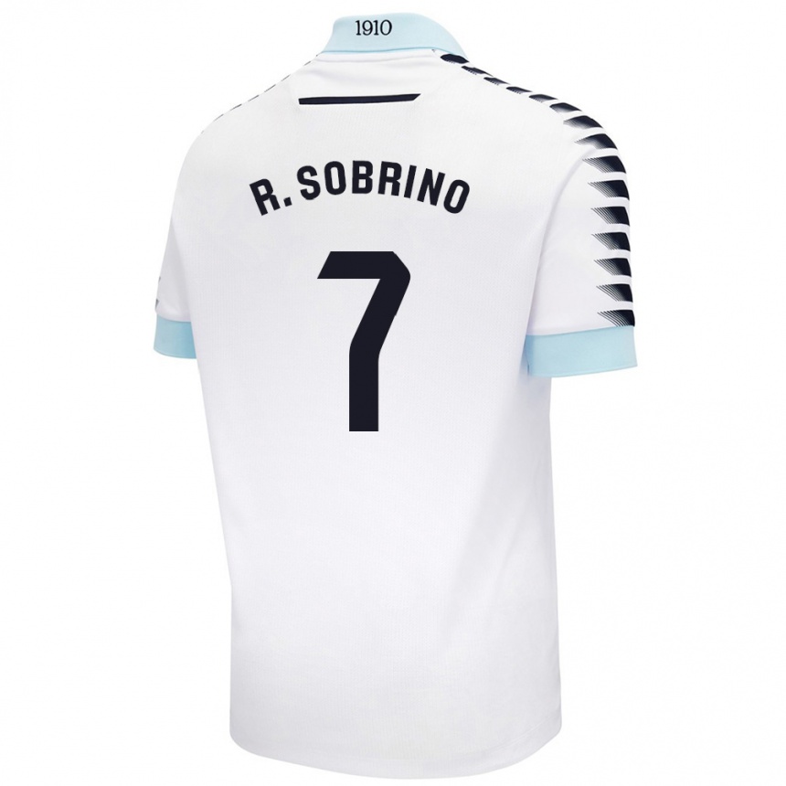 Kids Football Rubén Sobrino #7 White Blue Away Jersey 2024/25 T-Shirt Uk