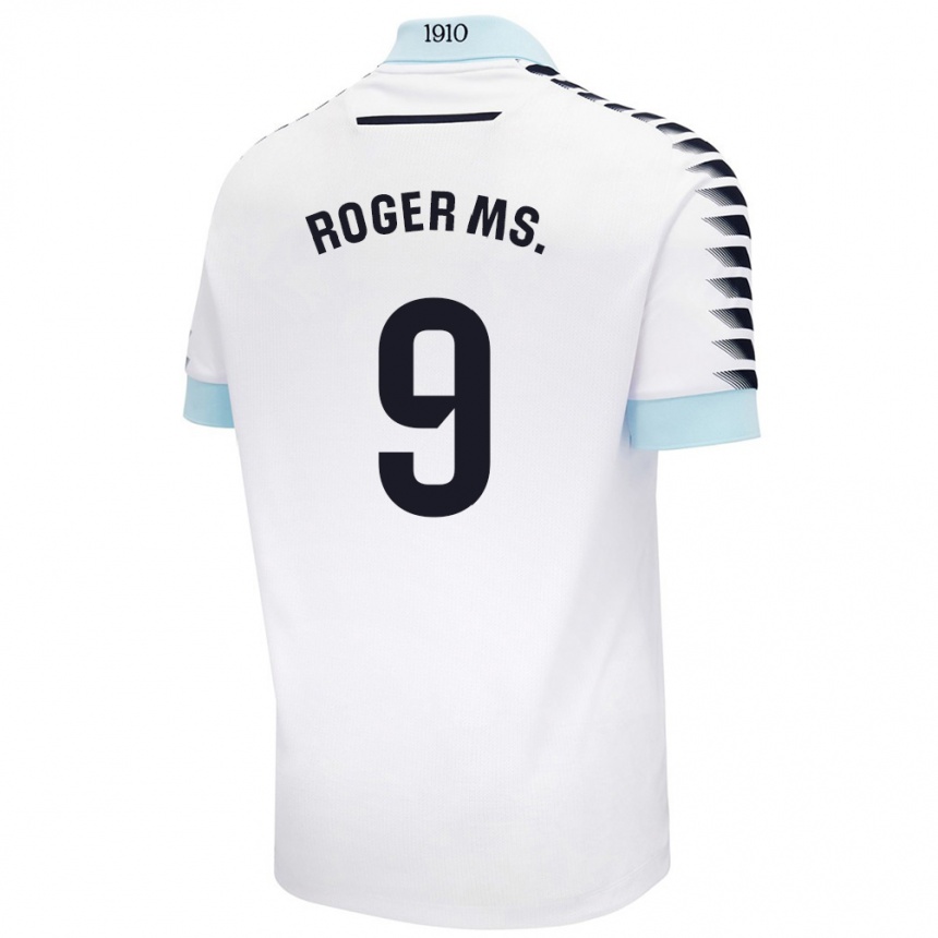 Kids Football Roger Martí #9 White Blue Away Jersey 2024/25 T-Shirt Uk