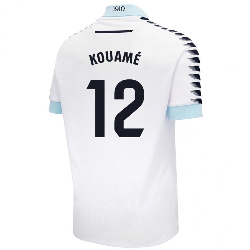 Kids Football Rominigue Kouamé #12 White Blue Away Jersey 2024/25 T-Shirt Uk