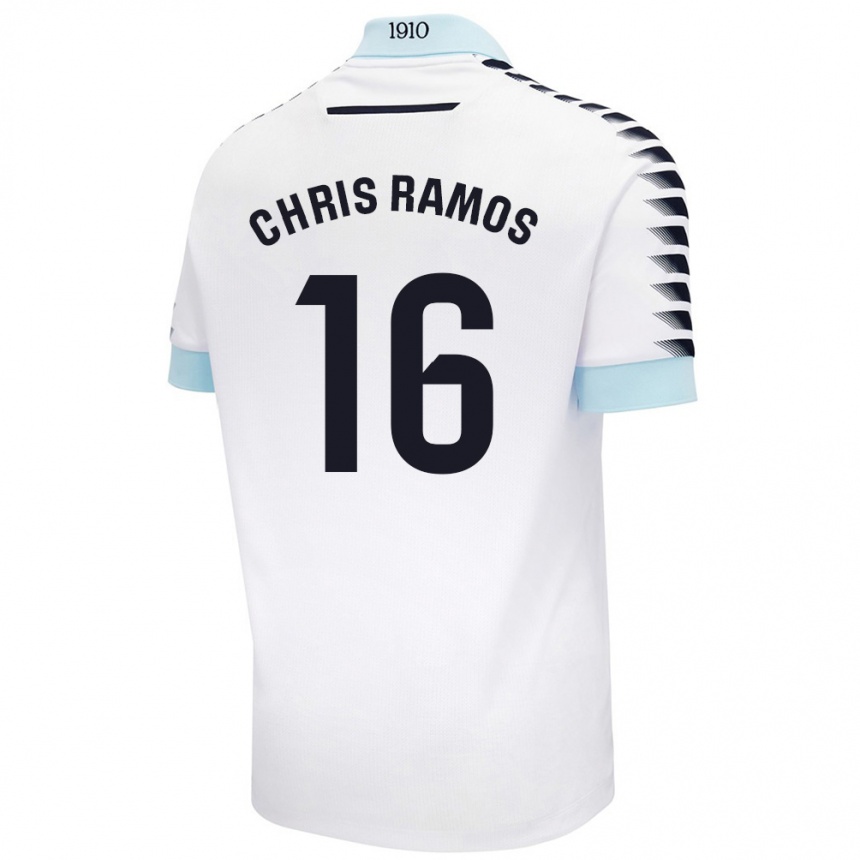 Kids Football Chris Ramos #16 White Blue Away Jersey 2024/25 T-Shirt Uk