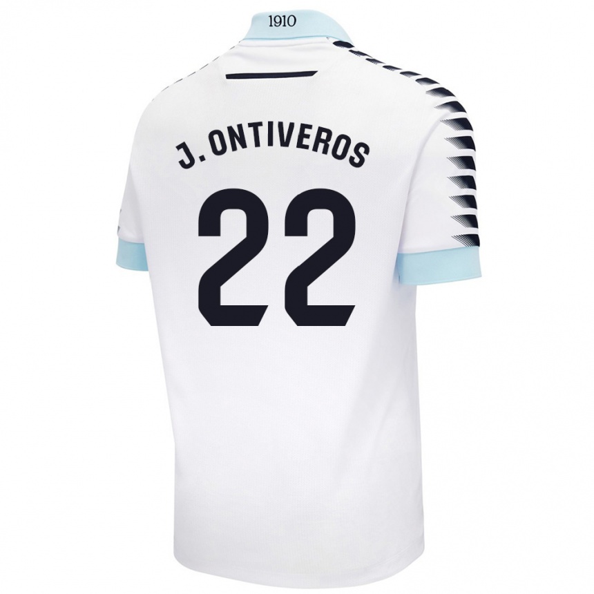 Kids Football Javi Ontiveros #22 White Blue Away Jersey 2024/25 T-Shirt Uk