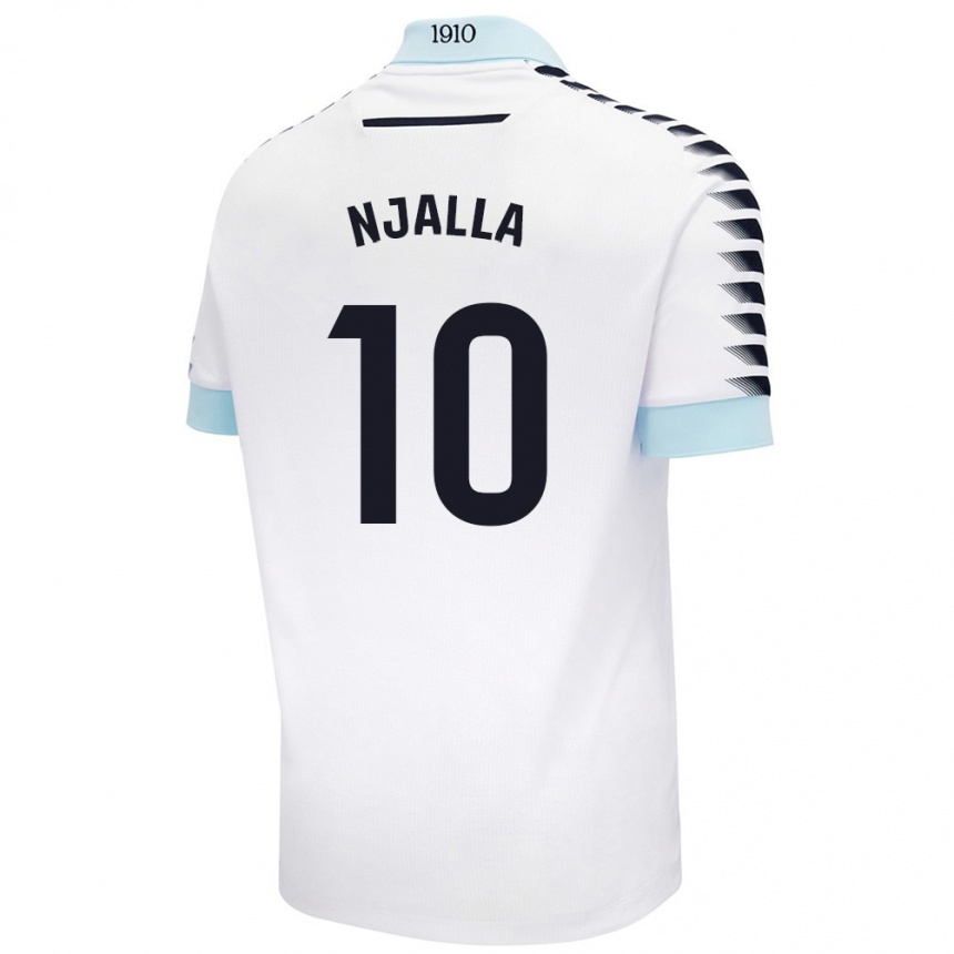 Kids Football Nico Njalla #10 White Blue Away Jersey 2024/25 T-Shirt Uk