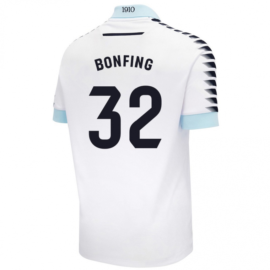 Kids Football Boubacar Bonfing #32 White Blue Away Jersey 2024/25 T-Shirt Uk