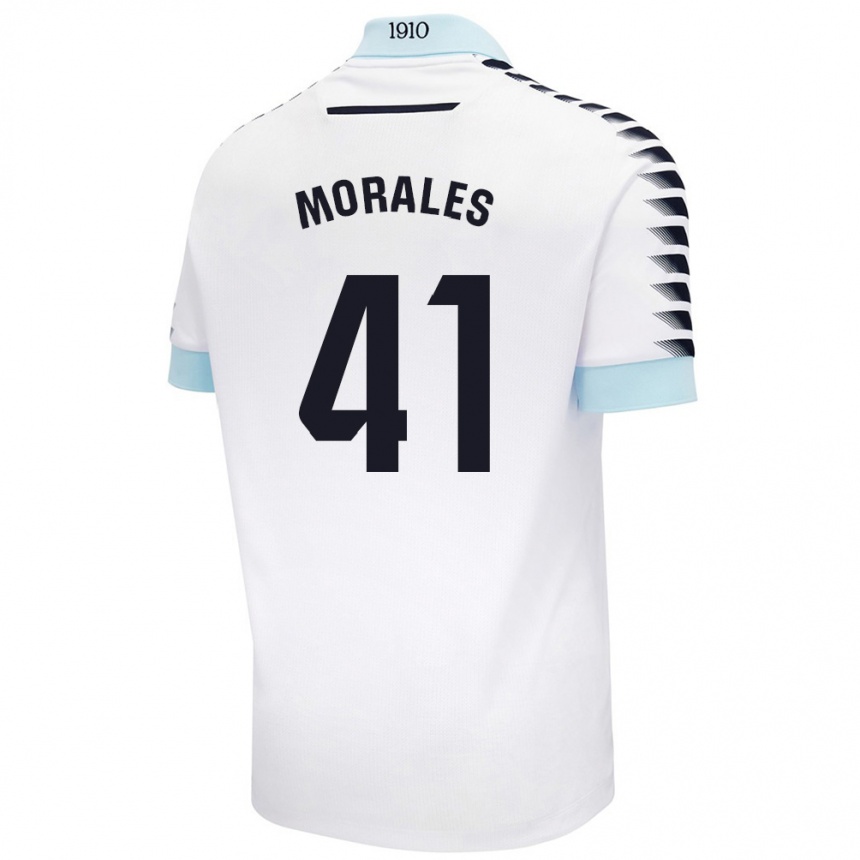 Kids Football Luis Morales #41 White Blue Away Jersey 2024/25 T-Shirt Uk