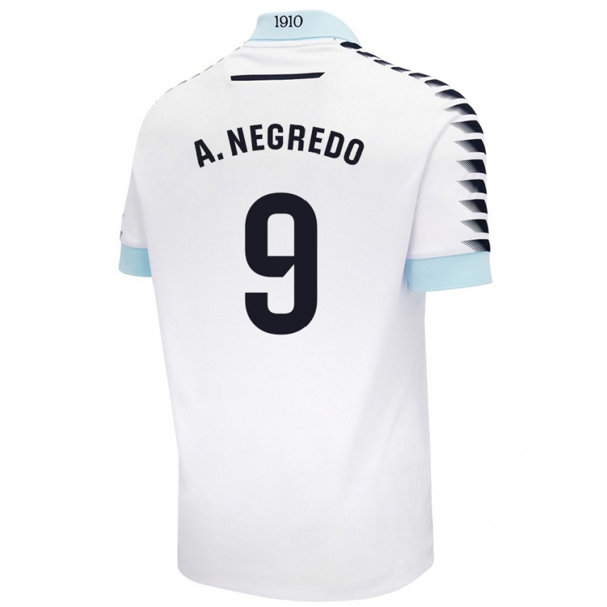 Kids Football Álvaro Negredo #9 White Blue Away Jersey 2024/25 T-Shirt Uk