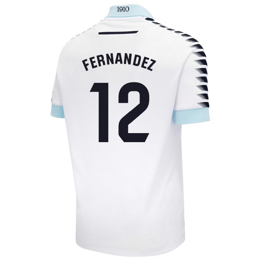 Kids Football Sandra Fernández León #12 White Blue Away Jersey 2024/25 T-Shirt Uk