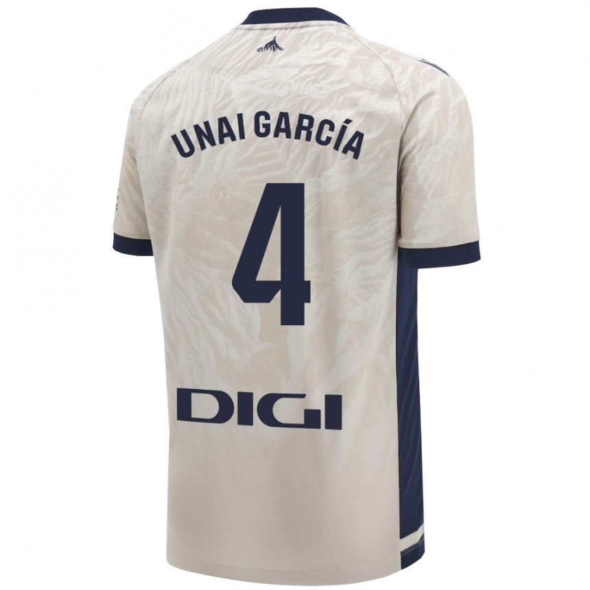 Kids Football Unai García #4 Light Gray Away Jersey 2024/25 T-Shirt Uk