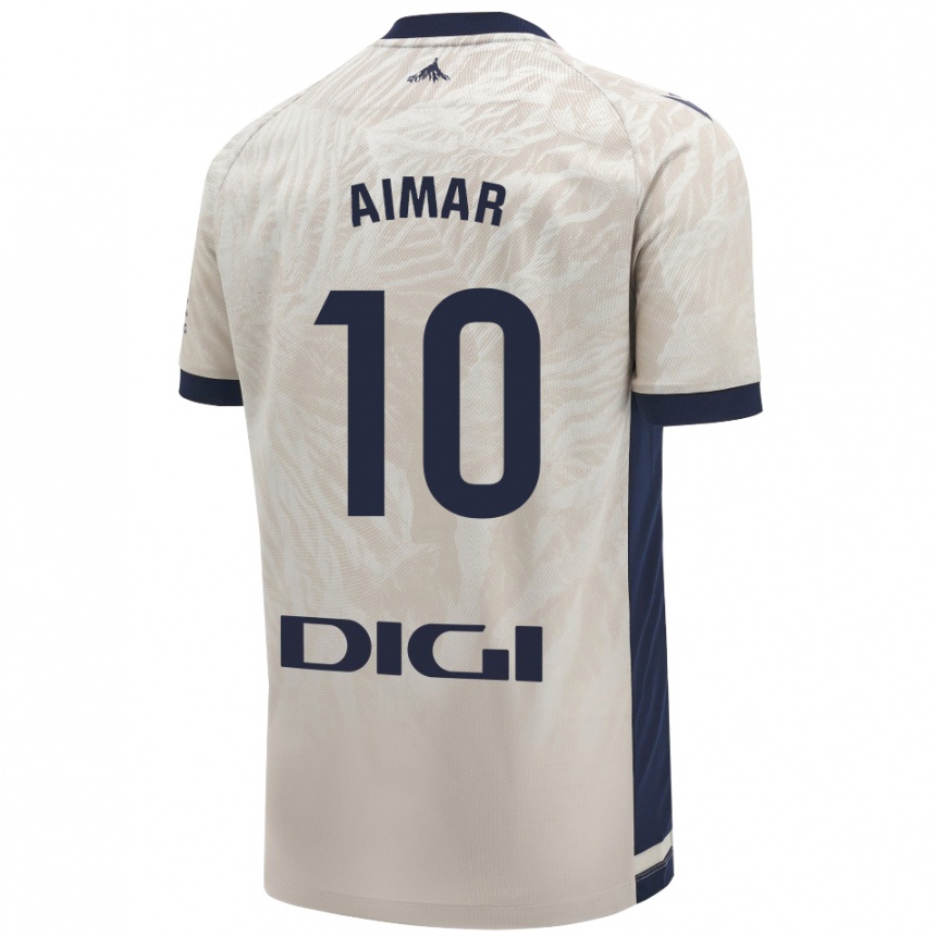 Kids Football Aimar Oroz #10 Light Gray Away Jersey 2024/25 T-Shirt Uk