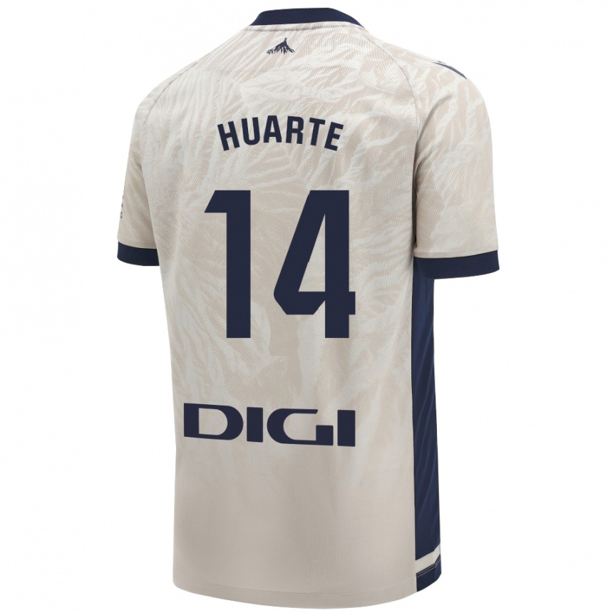 Kids Football Xabi Huarte #14 Light Gray Away Jersey 2024/25 T-Shirt Uk