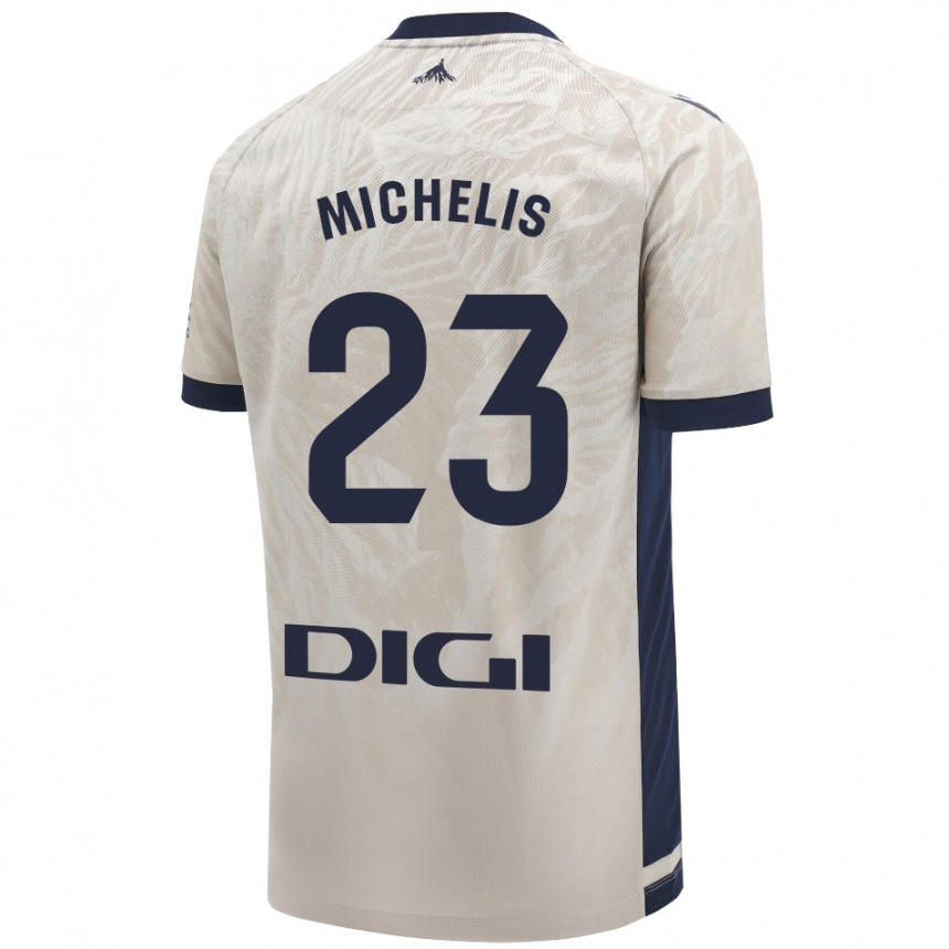 Kids Football Nikolaos Michelis #23 Light Gray Away Jersey 2024/25 T-Shirt Uk