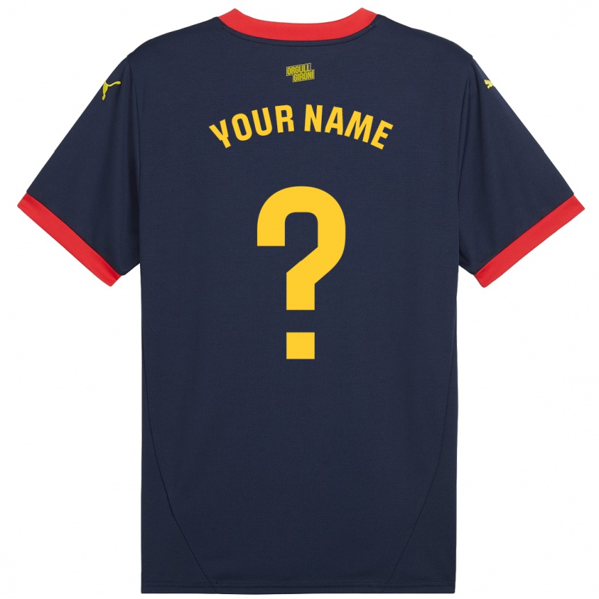 Kids Football Your Name #0 Navy Red Away Jersey 2024/25 T-Shirt Uk