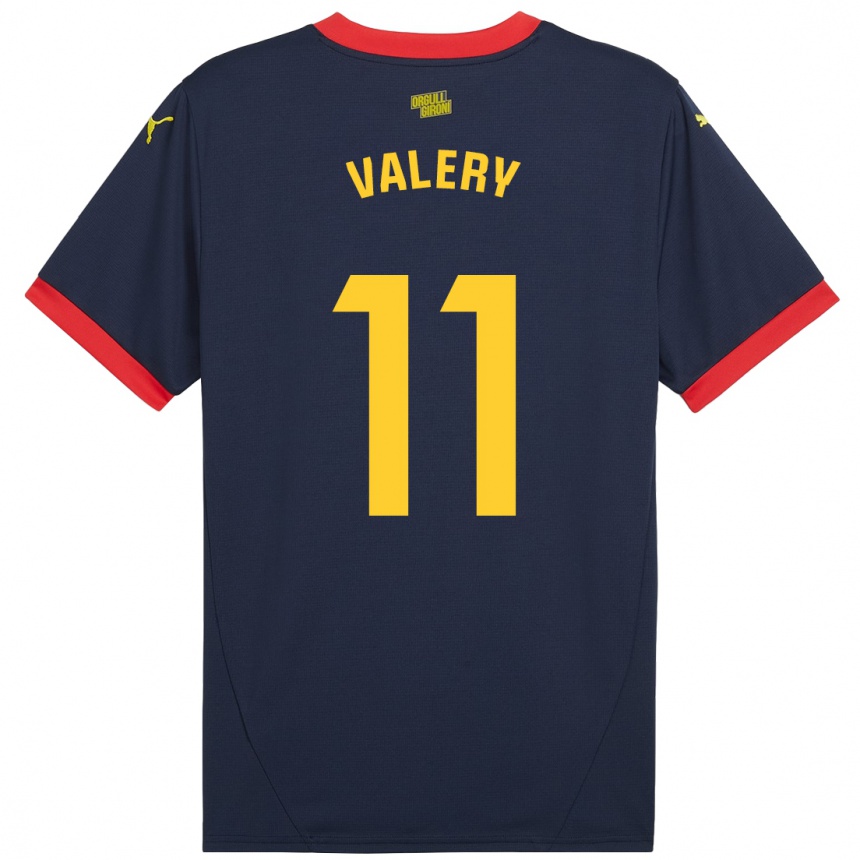 Kids Football Valery Fernández #11 Navy Red Away Jersey 2024/25 T-Shirt Uk