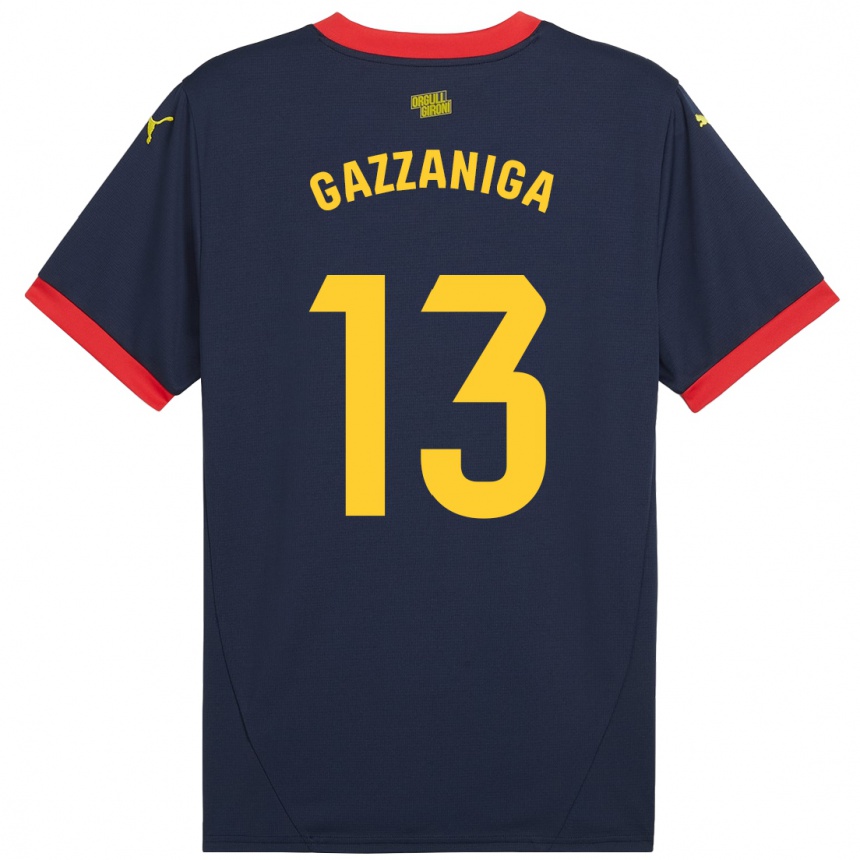 Kids Football Paulo Gazzaniga #13 Navy Red Away Jersey 2024/25 T-Shirt Uk