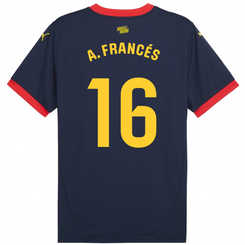 Kids Football Alejandro Francés #16 Navy Red Away Jersey 2024/25 T-Shirt Uk