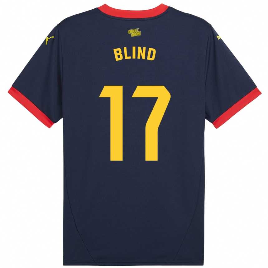 Kids Football Daley Blind #17 Navy Red Away Jersey 2024/25 T-Shirt Uk