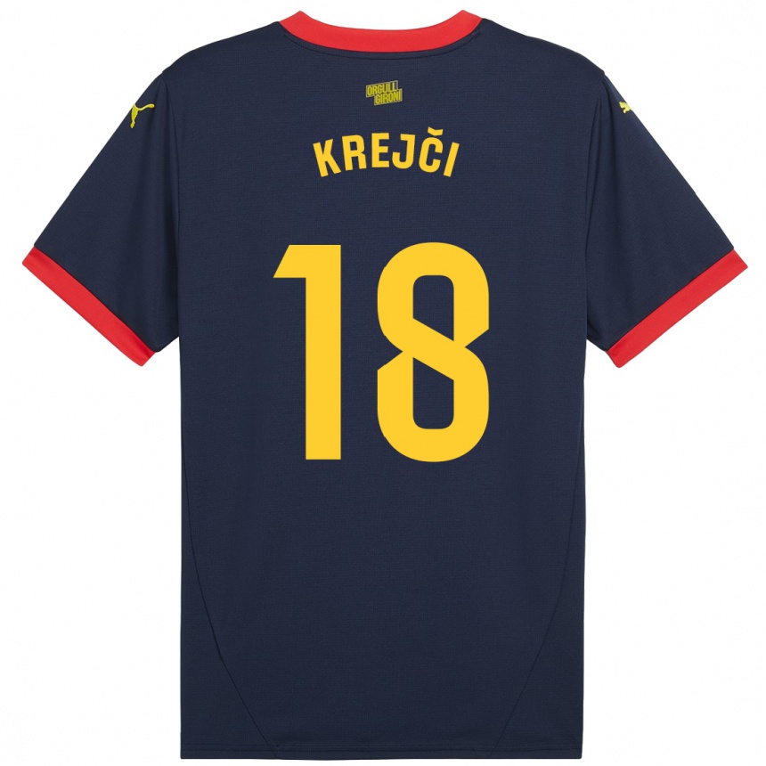 Kids Football Ladislav Krejci #18 Navy Red Away Jersey 2024/25 T-Shirt Uk