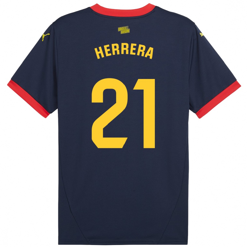 Kids Football Yangel Herrera #21 Navy Red Away Jersey 2024/25 T-Shirt Uk