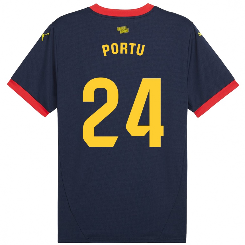 Kids Football Portu #24 Navy Red Away Jersey 2024/25 T-Shirt Uk