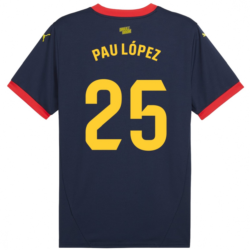 Kids Football Pau Lopez #25 Navy Red Away Jersey 2024/25 T-Shirt Uk